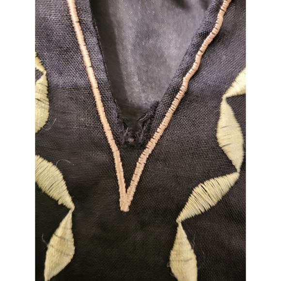 Vintage La' Rea Collection 100% Linen Black Embroidery Top Women Size 1X Plus - Picture 7 of 7